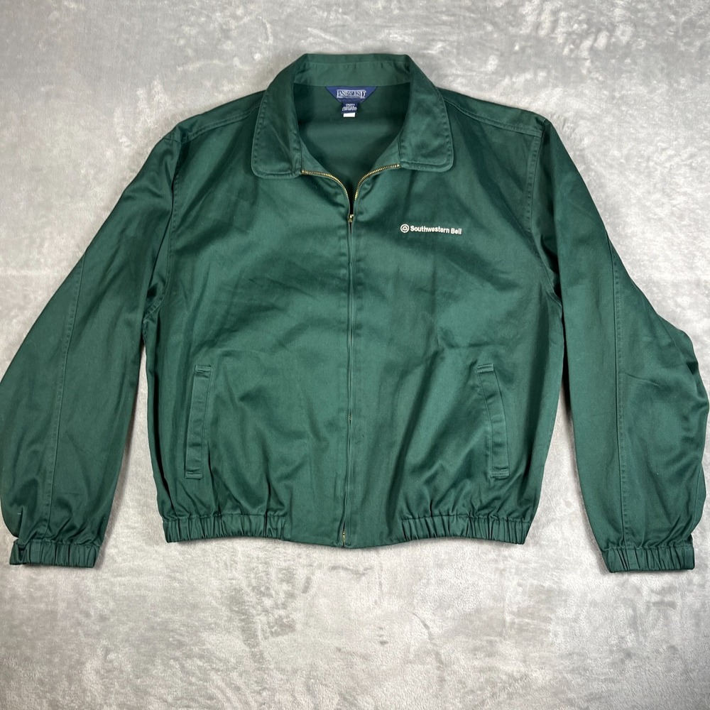 VTG Southwestern Bell Lands End Harrington Jacket Men LargeGreen Lightweight Zip - Picture 6 of 13